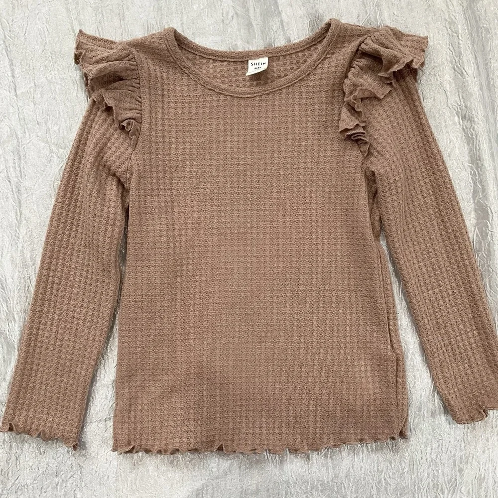 Lot Of 3 SHEIN Girls Long sleeve Shirts Size‎ 7Y Green, Pink, Tan